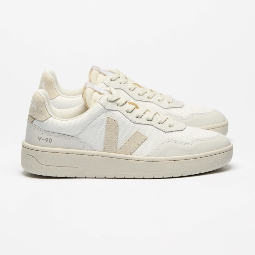 VEJA V-90 B-Mesh White Sneakers – Size 7 / EU 38 | Like New